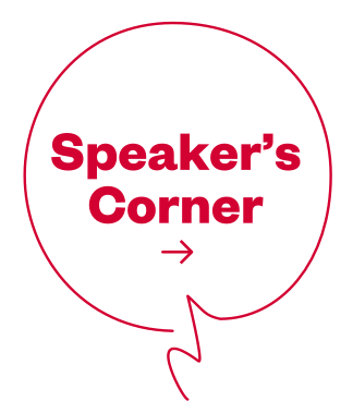 Icon auf dem Speaker's Corner steht.